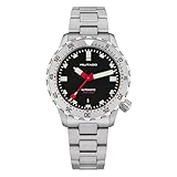 Militado - Orologio subacqueo da uomo, 39 mm, PT5000, movimento automatico ML20, con cristallo di zaffiro super luminoso, cinturino in acciaio inox BGW9, impermeabile fino a 200 m, Quadrante nero