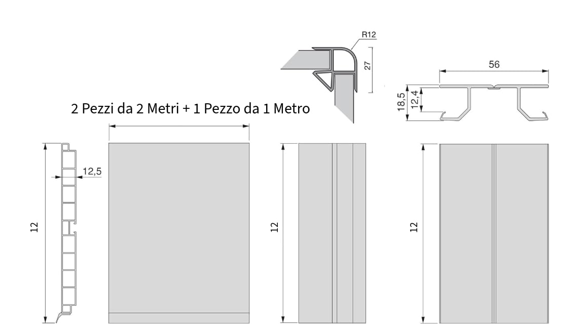 AERREGI KIT ZOCCOLO NOCE CHIARO PER CUCINA BATTISCOPA ALTEZZA 10, 12 E 15 CENTIMETRI | ZOCCOLI 5 METRI CON ACCESSORI PER UNIONE E KIT GANCI | KIT ZOCCOLATURA N. CHIARO (4, Noce Chiaro, H120 mm)