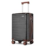 Ruausine 20-Inch Carry on Luggage, 55x40x20cm Cabin Suitcase with 4 Spinner Wheels & TSA Lock, Hardshell Lightweight Travel Suitcase, Small Rolling Luggage(Black, 20 Inch) - Image 1