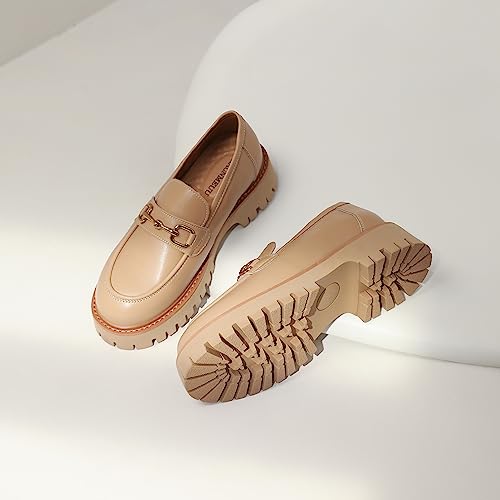 Image of Platform Loafers for Women Chunky Heel Lug Sole Loafers Slip ons Round Toe