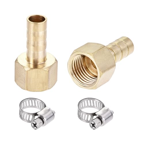 sourcing map Brass Barb Hose Fitting Connector Adapter 8mm Barbed x G1/4 Female 2Set