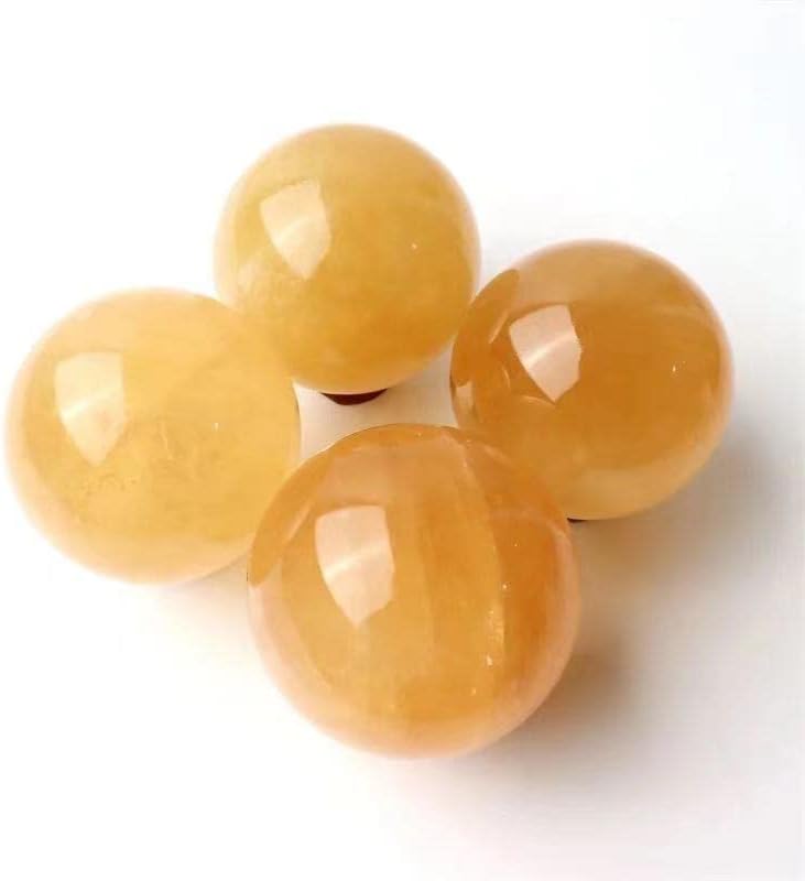 Natural Crystal Sphere Yellow Ball Honey Calcite Spheres for Home Decoration 1pc (65mm-70mm)