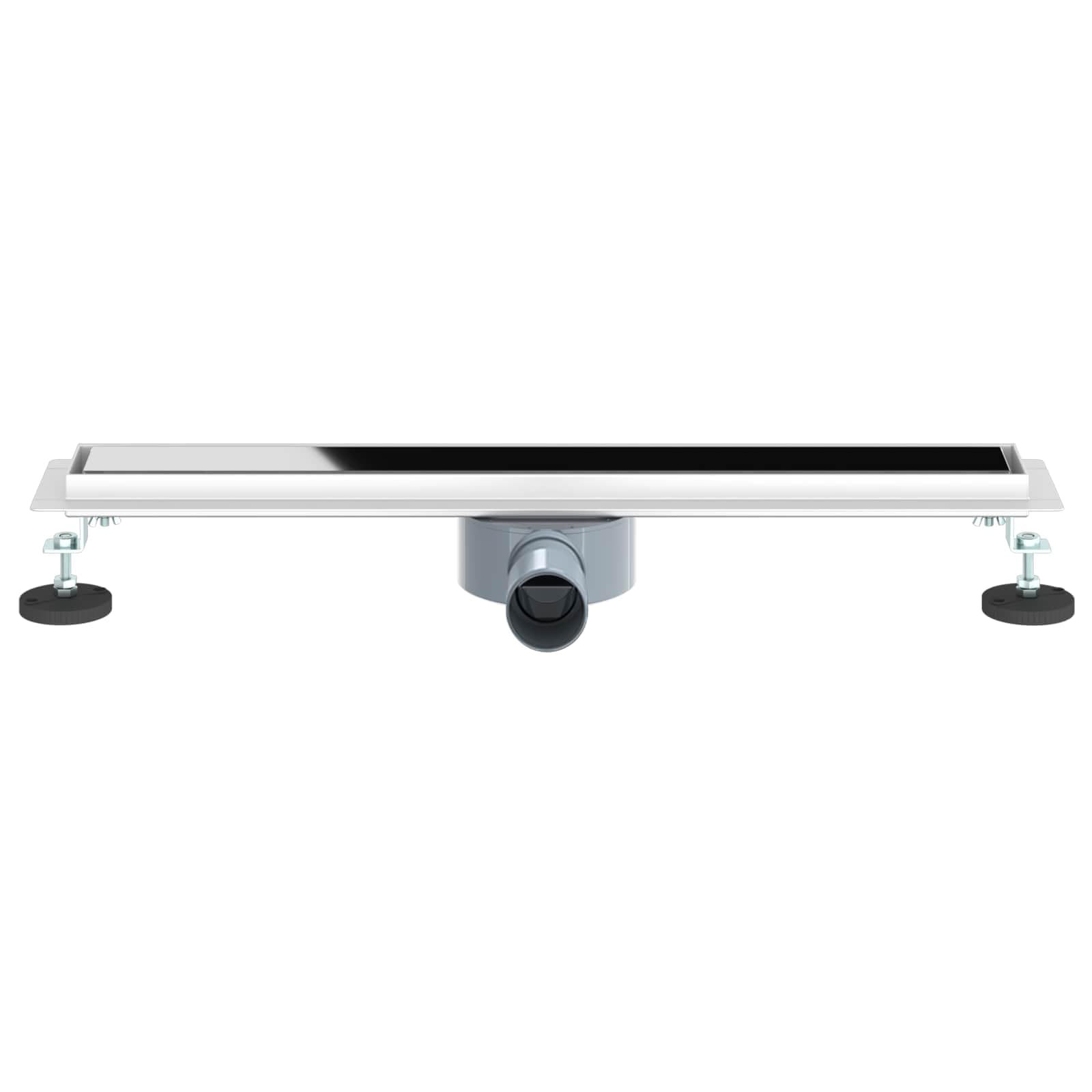Duschabfluss mit Glashülle und 360° Siphon, Edelstahl 304 schwarz, 60 cm, höhenverstellbar 0-30 mm, fliesenfähig, abnehmbar für Dusche Bad Sanitär