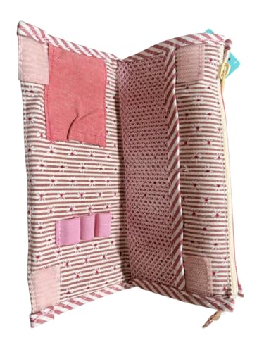 Image of Kids Striped Canvas Kids Pencil Case - 3 Compartment School Organiser with Zipper, Cartoon Character Design Stationery Pouch (Tomato Mulitcolor)