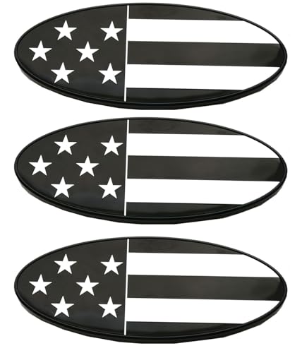 3Pcs New Custom American Flag USA 3D Badge Decal Stickers Side Rear Front Hood Emblem Compatible with Peterbilt (Black White)