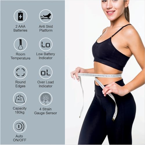 Image of Healthgenie Weight Machine for Body Weight Thick Tempered Glass LCD Display With 3 Years Warranty Weighing Scale Dusk Horizon