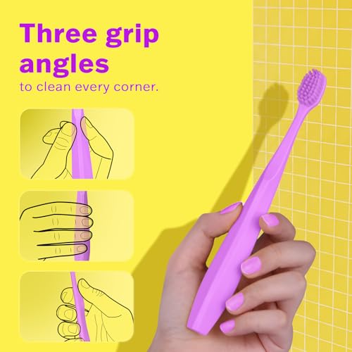Image of Max Extra Soft Toothbrush for Adults with Sensitive Gums, Soft Bristle Toothbrushes, Wide Head for Back Teeth, Ergonomic Non-Slip Grip, BPA Free, Individually Wrapped, 4 Pack, Lavender
