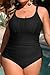 Plus Size One Piece Swimsuit - Women's Tummy Control Bathing Suit Retro Full Coverage Swimwear 2025 Black 14Plus
