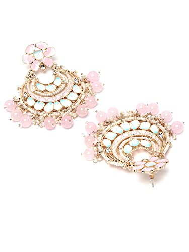 Image of Karatcart Gold Plated Yellow Meena Dangler Earrings for Women
