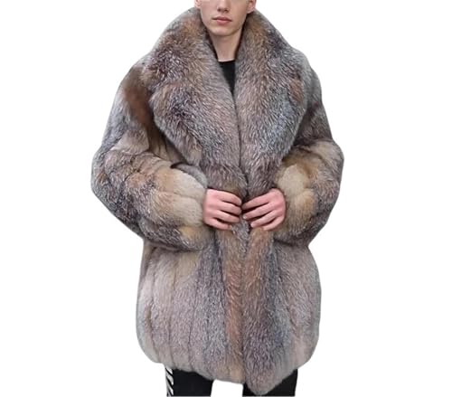 Real Fur Overcoat Men Long Winter Jacket With Suit Collar Fashion Warm Outerwear Thick Style