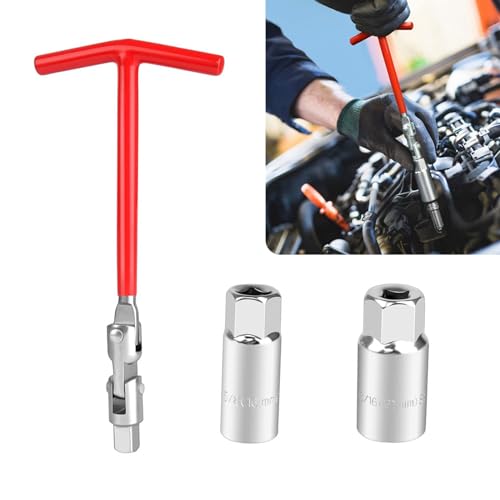 Yumfugu 3 PCS Car Spark Plug Socket, T-Handle Non-Slip Socket Set with 5/8