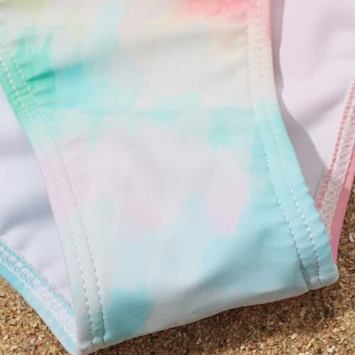 Girl's 4 Piece Bikini Swimsuit Toddler Girl Tie Dye Prints Bathing Suit Short Sleeves Top and Shorts3