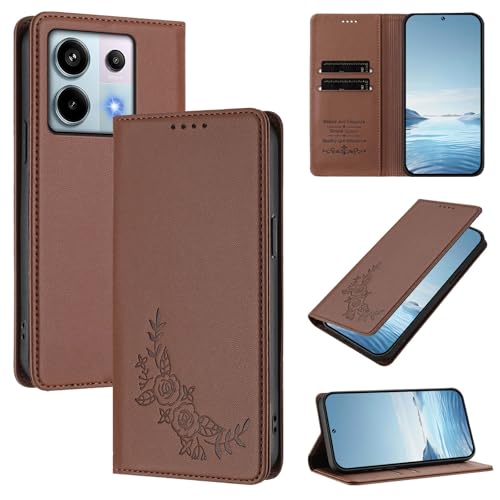 �X�}�z�P�[�X �Ή��@�� for Xiaomi Poco X6 5G,�Ή��@�� for Redmi Note 13 Pro 5G �yRFID�u���b�N�z�y�J�[�h�z���_�[�t�����z �}�O�l�b�g�J�� �X�^���h�@�\�t���z�X�}�z�P�[�X Brown