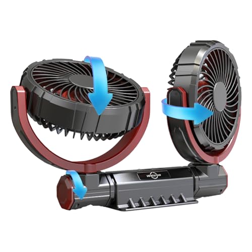 Ventilador USB Para Coche | Ventilador Doble Cabezal Portátil Para Automóvil | Dispositivo De Enfriamiento Silencioso 360 Grados Con Velocidades Ajustables Para Viajes Niños Mascotas Y Automóviles