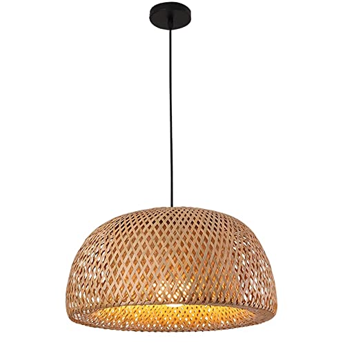 HXYSXHJUO Lámpara Colgante de bambú de Estilo japonés con Casquillo E26, araña de Estilo rústico Tejida a Mano, lámparas Colgantes de ratán de Longitud Ajustable para Sala de Estar.
