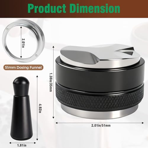 NAPNOOK Espresso Accessories Kit, 51mm Coffee Distributor & Tamper Leveler, Dosing Funnel Set and WDT Tool for Delonghi 51 mm Espresso Machines and Portafilters - 5