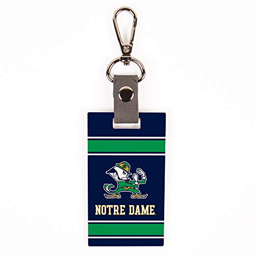 Notre Dame Fighting Irish Collegiate Logo 3.5 x 2 MDF Wood and Metal Key Chain Bag Tag