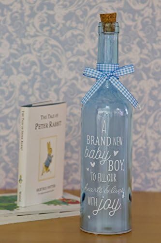 Boxer Gifts SB1126 Light-Up Newborn Boy Starlight Bottle | Beautiful Homeware Gift | Decor for Babies Bedroom