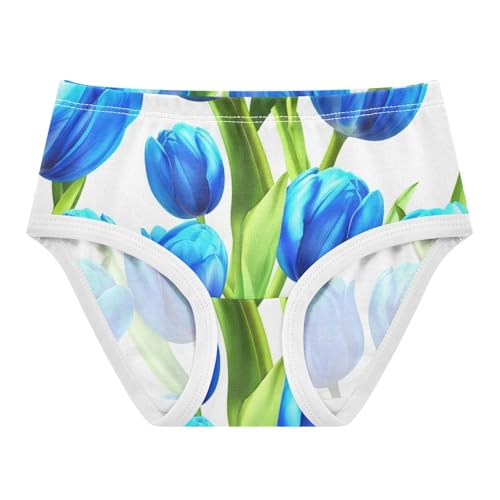 Girls Underwear Toddlers 2t Cotton Girl Panties Cute Aesthetic Briefs Kids Undies Spring Tulip Flower Blue