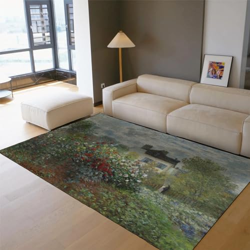 Tapis Claude Monet imprimé vintage lavable peluche douce 120x160