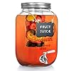 2-Gallon Glass Drink Dispenser for Parties, Beverage Dispenser with Stainless Steel Spigot, Fruit Infuser, Marker & Chalkboard - 100% Leakproof Water Dispenser for Lemonade & Laundry Detergent