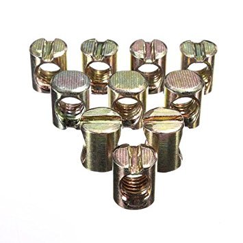 Water & Wood 10pcs M8 Barrel Bolts Cross Dowel Slotted Furniture Nut for Beds Crib Chairs