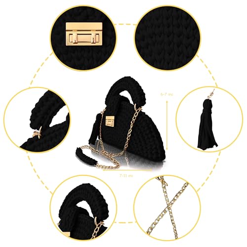 Image of Evening Clutch Bag for Women, Handmade Crochet Wedding Party Purse, Small Flap Formal Crossbody Handbag Evening Clutch