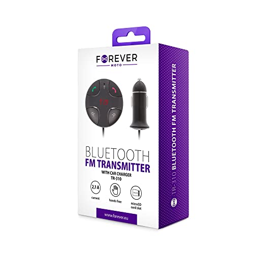 Forever Transmetteur FM Bluetooth pour Voiture, Adaptateur Radio sans Fil de Voiture, supporte la Carte Micro SD, 2X Chargeur USB, Lecteur MP3, Lecteur USB, Carte TF, Navigation, GPS