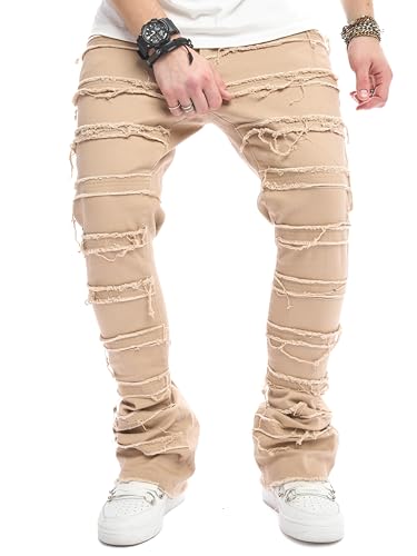 WEIBUMAOYI Men's Slim Fit Denim Pants Stacked Jeans Skinny Male Trousers4