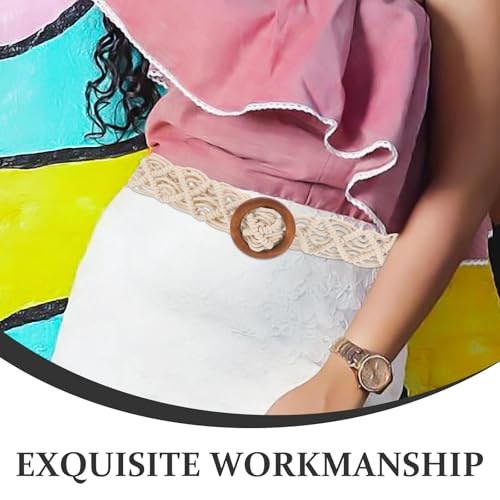 LUOZZY 2pcs Bohemian Braided Waist Belt with Wooden Buckle for Women Ethnic Fashion Accessory3
