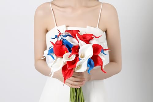 Image of SITUMEIZI 24 Pcs 4th of July Flowers Artificial Calla Lily