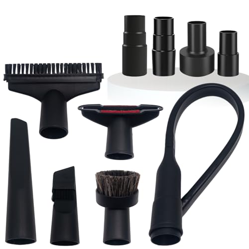 Image of Vacuum Attachments & Brushes for Shop-Vac with Hose Adapter - Vacuum Attachments Compatible with Shop-Vac Hose 2-1 /2'' & 1-1 /4'' - Horse Hair Dust Brush, Upholstery Tool, Crevice Tool and More