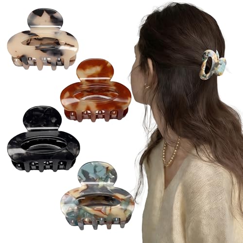 4PCS Small Claw Clips for Women,French Medium Claw Clips Non Slip Hair...