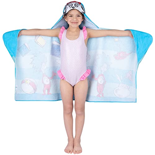 Image of Dr. Seuss Cat In The Hat Bath /Pool /Beach Soft Cotton Terry Hooded Towel Wrap, 24 in x 50 in, By Franco Kids