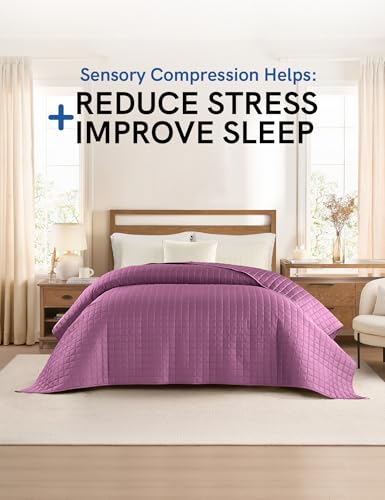 Image of YnM Exclusive Cooling Weighted Blanket, Smallest Compartments with Glass Beads, Bed Blanket for One Person of 140lbs, Ideal for Twin /Full Bed (48x72 Inches, Pounds, Fuchsia)