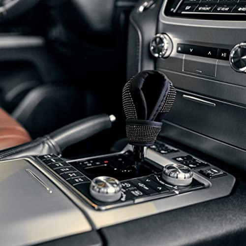 Zipelo Bling Car Gear Shift Knob Cover, Rhinestone Anti-Slip Comfortable Handbrake Cover, Diamond Set Shifter Cover For Women, Auto Interior Accessories Universal Fit Van Truck (Black) #TOP5