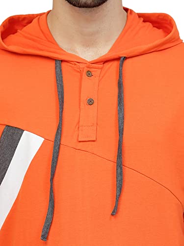 Image of Kalt Men Half Sleeves Cotton Blend Colour Block Hoodie T-Shirt