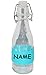 Produktbild alles-meine.de GmbH 3 Stück kleine Bügelflaschen/Trinkgläser/Becher - BLAU - incl. Name - 300 ml - transparent & durchsichtig - mit Silikongriff Ring - Glasflasche/Tr..