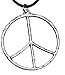 Trilogy Jewelry Pewter Hammered Peace Sign Large Pendant on Leather Necklace