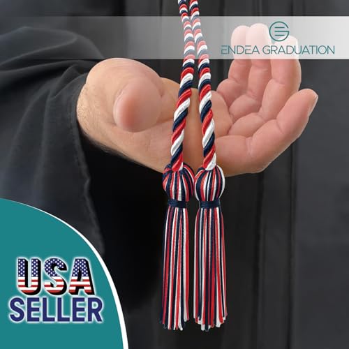 Image of Endea Graduation Double Honor Cord Three-Color (Navy Blue /Red /White)