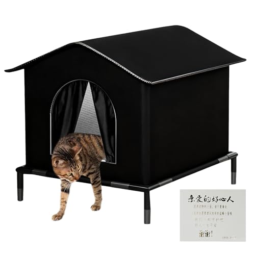 アウトドア キャットハウス 耐候性 - 断熱 防水 保温 テント,高床式 キャット ハウス 屋外 耐候性,犬 子猫 鶏 動物 用 室外 パティオ バルコニー