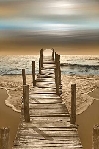 Classic Jigsaw Puzzles 1000 Pieces Adults Puzzles Wooden Puzzles Water Bridge Beach Seaside Scenery DIY Collectibles Modern Home Decoration,75X50Cm