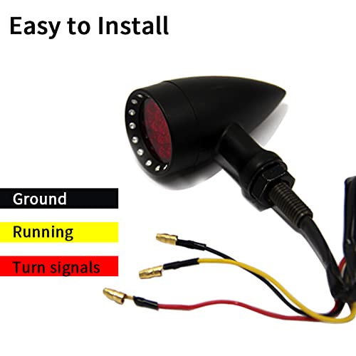 Dreamizer 4Pcs Turn Signals Led Motorcycle Universal Bullet Flashing Light 10Mm For Street Bike Motor Bike - Black Housing Red Light #TOP7