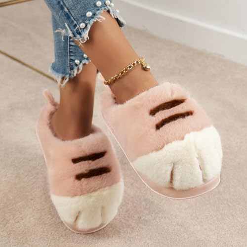 Cat Paw Slippers, Cat Slippers For Women, Indoor Outdoor Slippers Women Warm Fluffy Furry Winter Bedroom House Shoes4