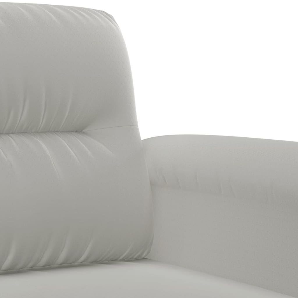 Juego de 4 piezas de sofá gris claro con tejido de microfibra, incluye chaise longue, sofá de 2 plazas, sofá de 3 plazas y reposapiés, taburete de 60 x 50 x 41 cm, diseño moderno para salón