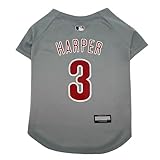 Pets First MLBPA Bryce Harper Road Jersey #3 Pet Jersey - MLB Philadelphia Phillies Mesh Players Dog Jersey, Size Small