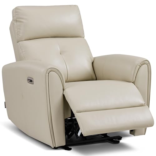 MCombo Small Zero Wall Hugger Power Recliner for Small Space, Leather PR699