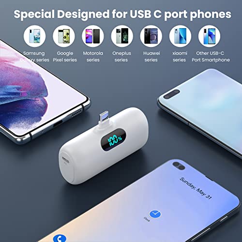 [2-Pack] Mini Portable Charger 5000Mah Power Bank, 3A Pd Usb C Cell Phone Portable Power, Lcd Display Battery Pack Compatible With Android Phone/Samsung Galaxy S22,S21/Note/Moto/Lg/Pixel /Nexus Ect #TOP1