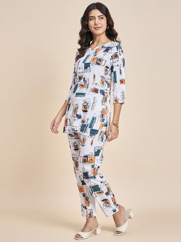 Image of Truvon Fashions Women Cord Set, Kurta and Pant Set