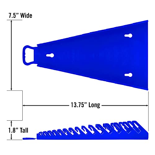 Image of Ernst Manufacturing 5155 15-Wrenches Reverse Gripper Portable Wrench Organizer - Durable Flexible Grip, Easy Wrench Removal, Holds 1 /4 inch to 1 1 /8 inch & 6-20 mm, Blue